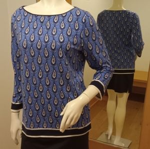 Talbots blue paisley top, M